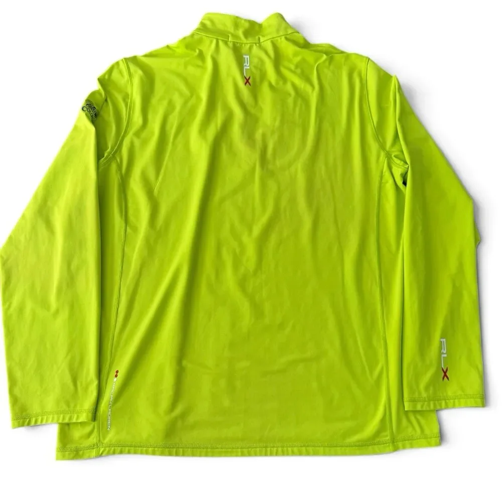 RLX Ralph Lauren Colonial Golf 1/4 Zip Pullover Men XL Neon Green Performance